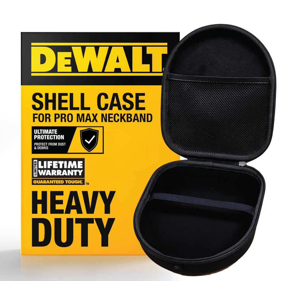 DEWALT heavy-duty protective case for Pro Max Neckband with hard-shell exterior, shielding gear