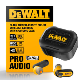 DEWALT heavy-duty wireless ear buds with charging case for on-the-go listening