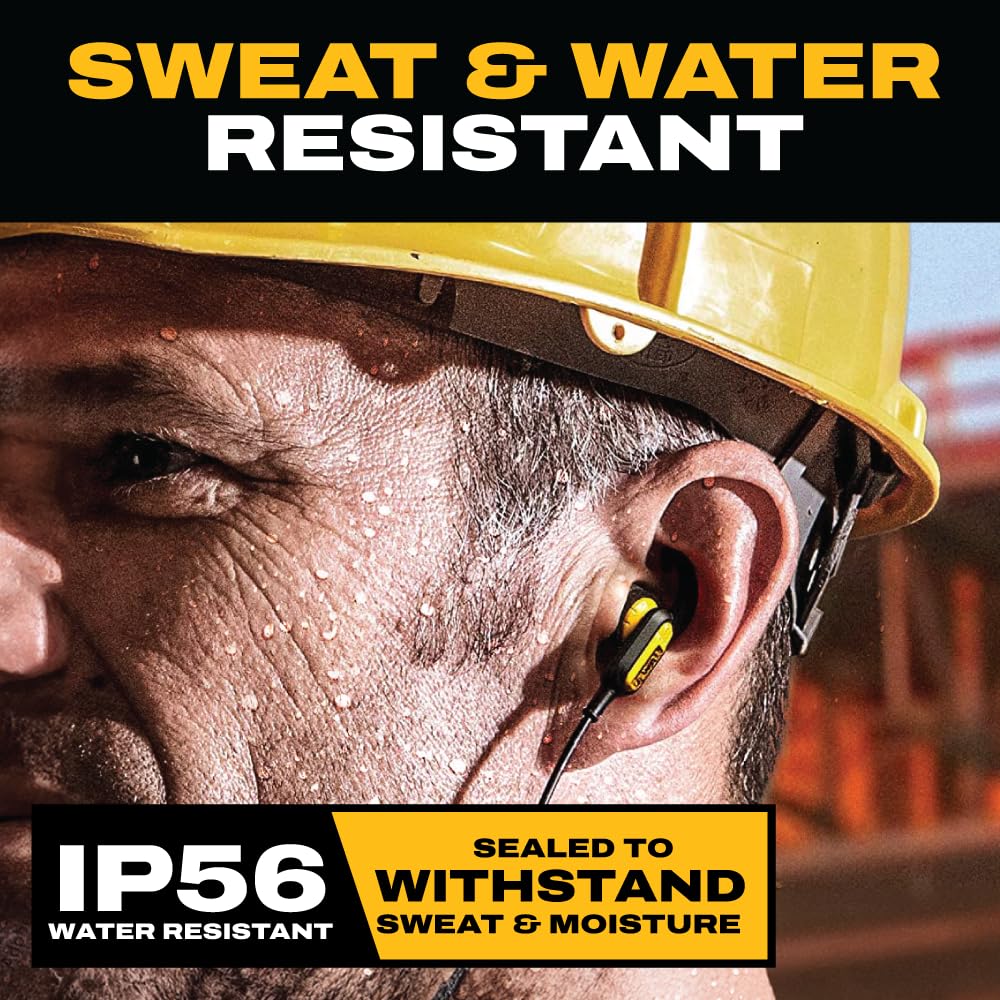 DEWALT in-line controls with microphone for hands-free call convenience