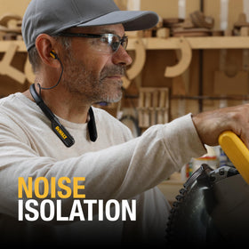 DEWALT neckband with 30h runtime, long battery life for extended use.