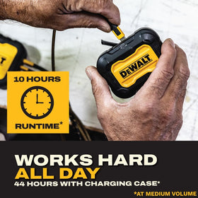 DEWALT headphones offer up to 44 hours total runtime on a single setup