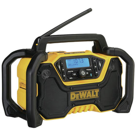 DEWALT DCR028B side view highlighting durable roll cage and robust build