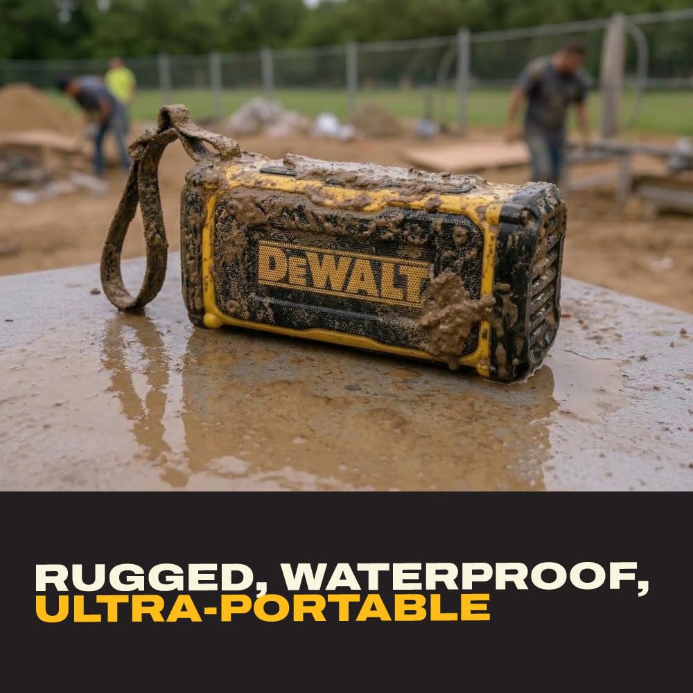 DEWALT ToughSound Pro Auracast linking enables multi-speaker coverage when needed.