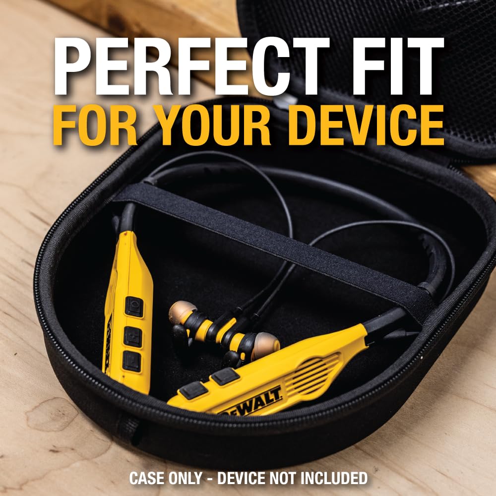 DEWALT water-resistant case protects gear from rain, dust, and splashes