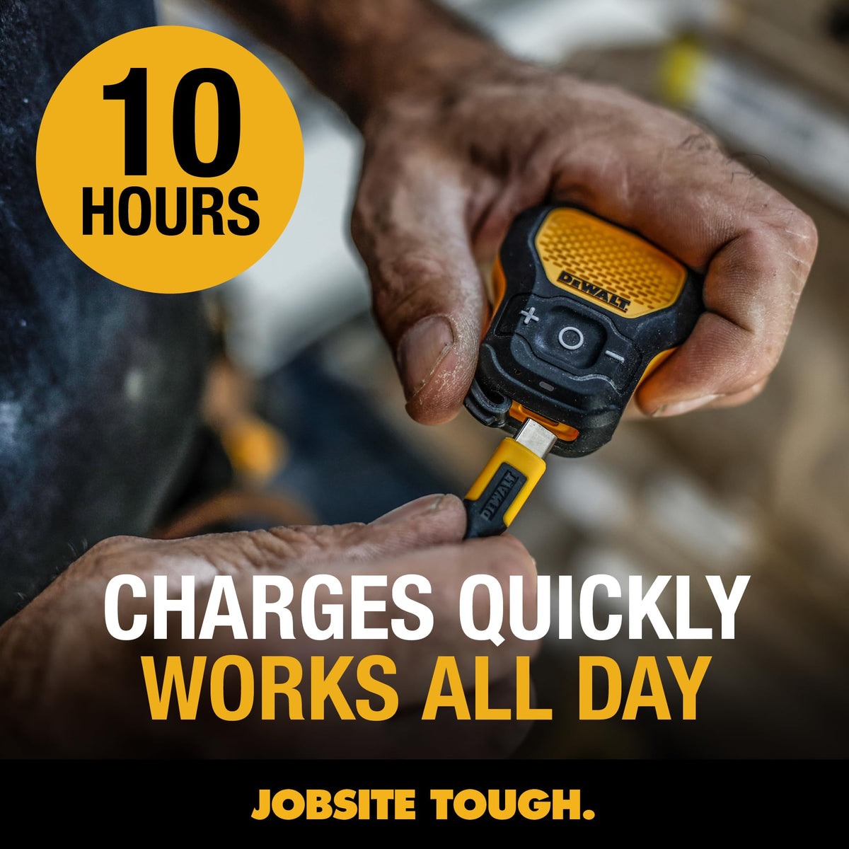 DEWALT pocket-sized speaker emits clear sound on the move