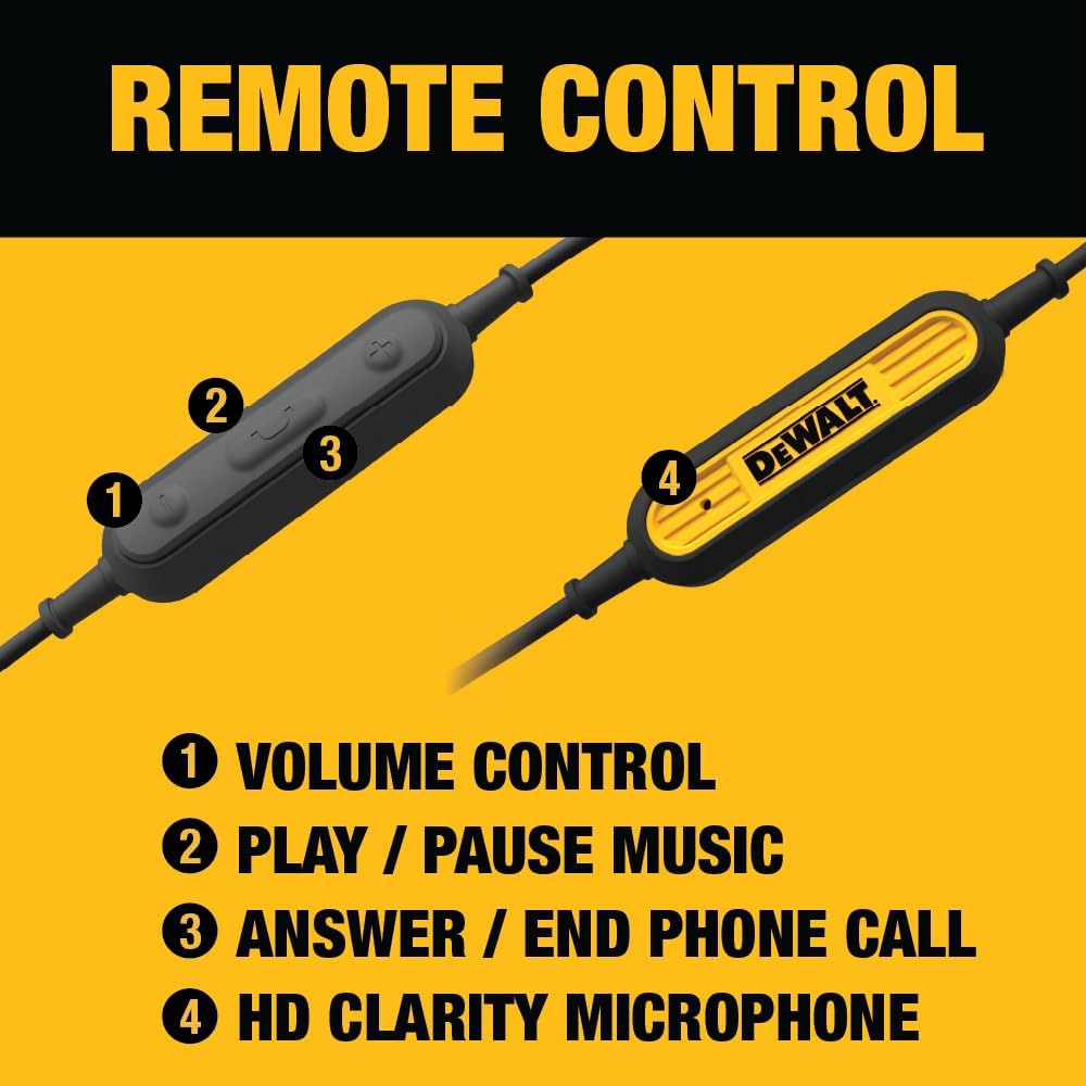 DEWALT headphones connected to multiple devices illustrating wide compatibility