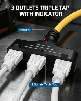 DEWENWILS scale comparison with tools demonstrating 30 ft reach and convenience