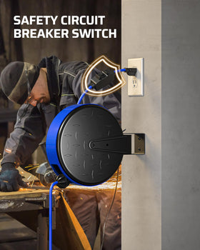 DEWENWILS 10A circuit breaker reset button close-up, overload protection benefit