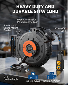 DEWENWILS 10AWG heavy-duty cable designed for high-wattage tools and safe operation