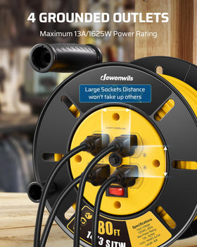 DEWENWILS 13A circuit breaker protection prevents overloads.