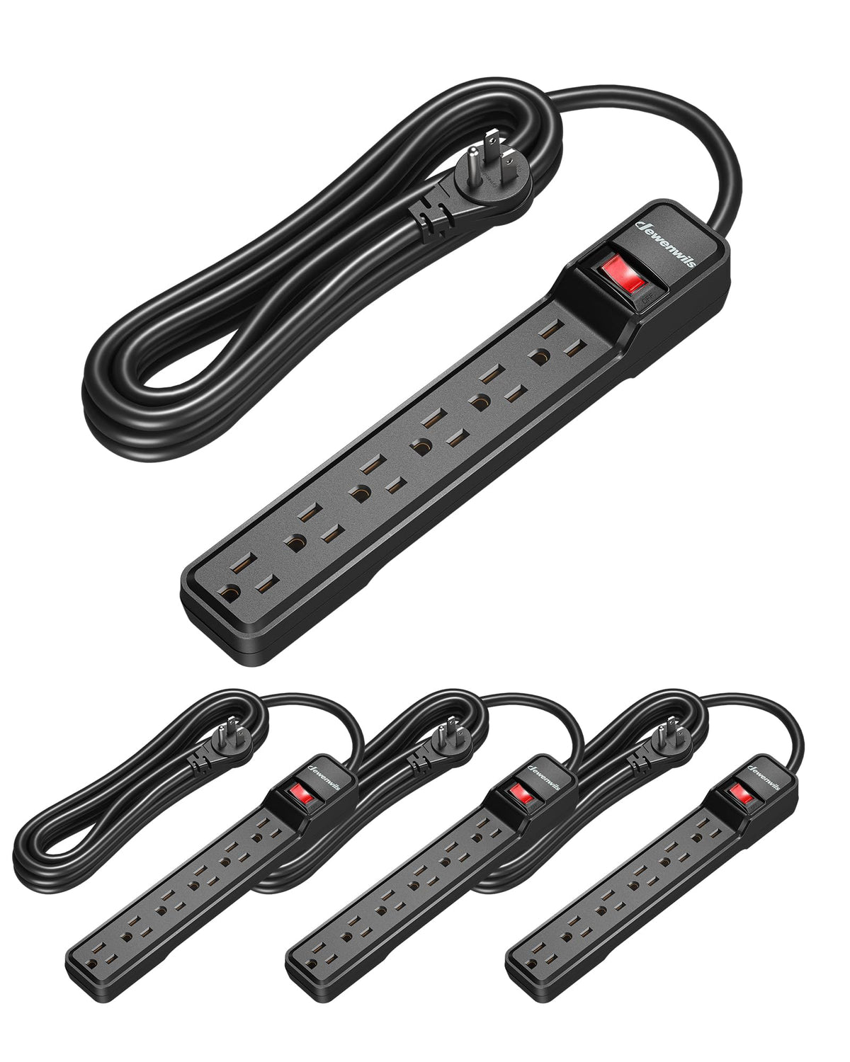 DEWENWILS 15ft power strip with six outlets for multi-device setups
