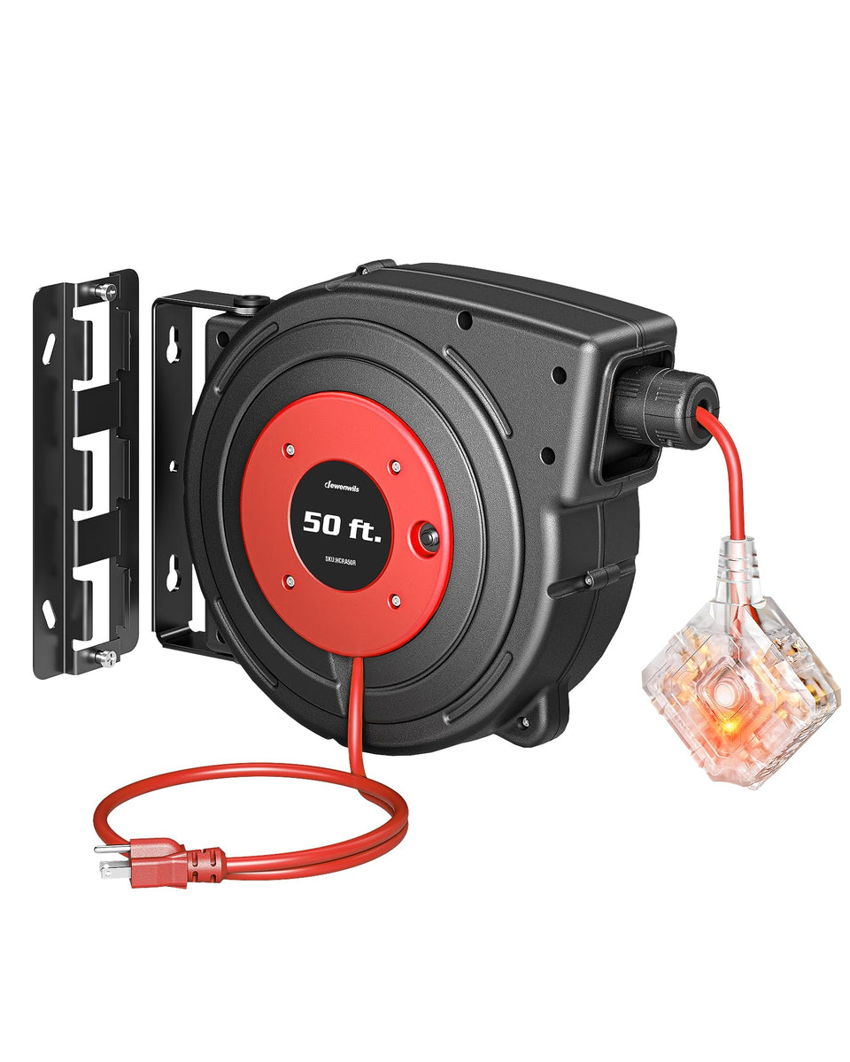 DEWENWILS 6-grounded outlets reel offering convenient power access in a compact reel