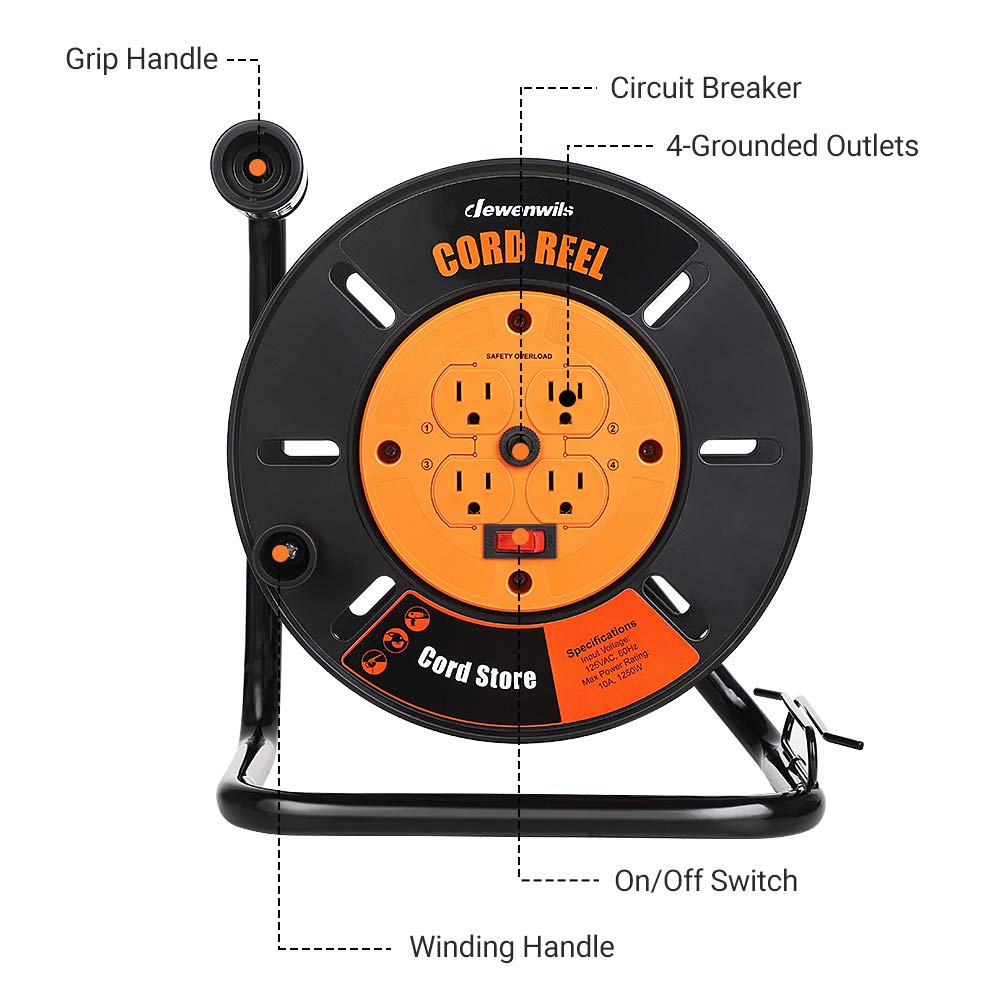 DEWENWILS close-up of swivel crank handle for easy tangle-free winding benefit
