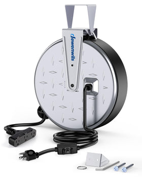 DEWENWILS front-mounted reel showing neat storage and easy access
