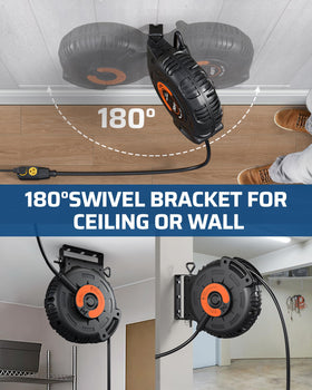 DEWENWILS organized workspace with space-saving reel for garage or workshop