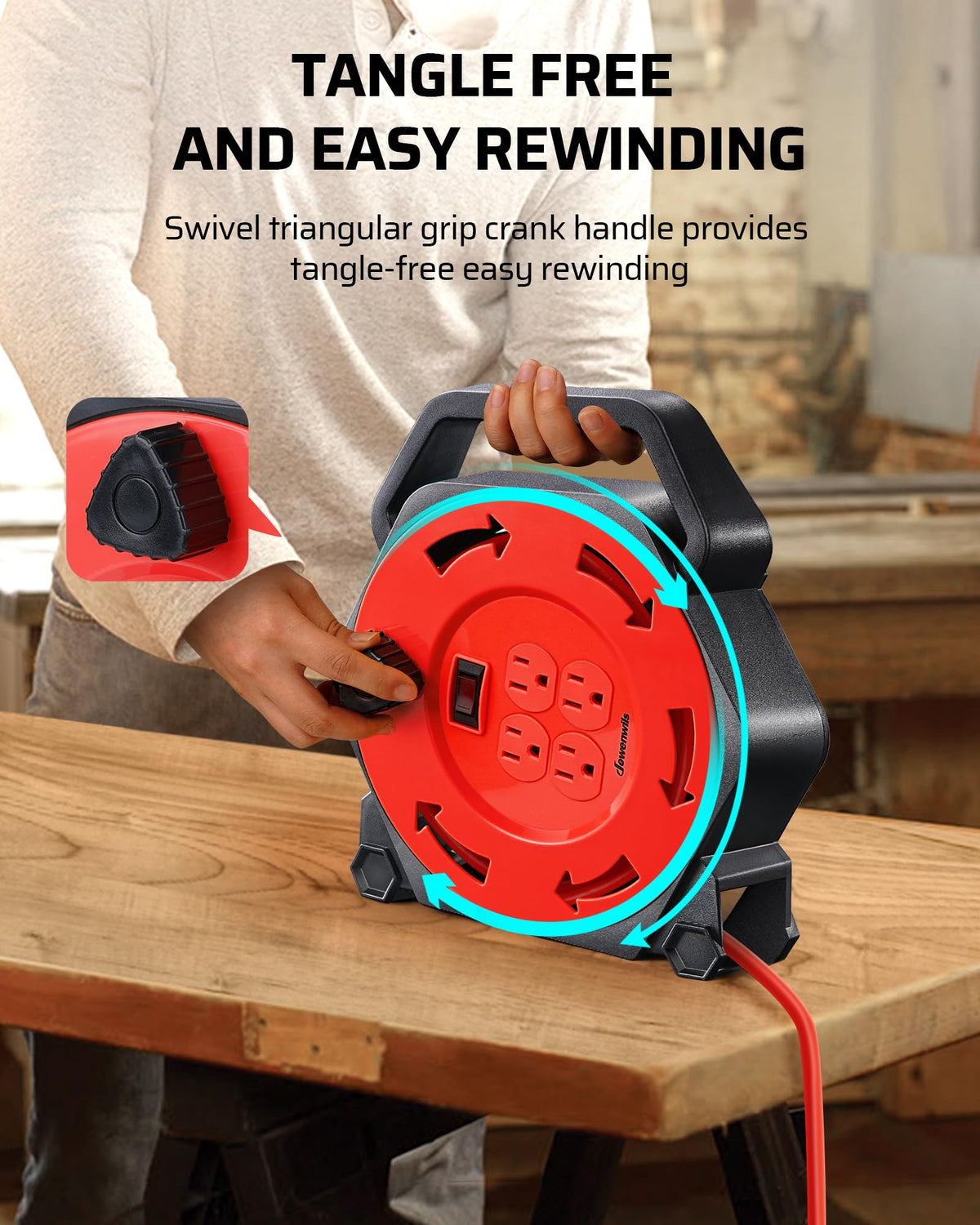 DEWENWILS top handle held in hand to show lightweight 3.12 lb portability and easy transport