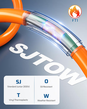 DEWENWILS heavy-duty SJTOW cord with 13A/125V/1625W rating for versatile use