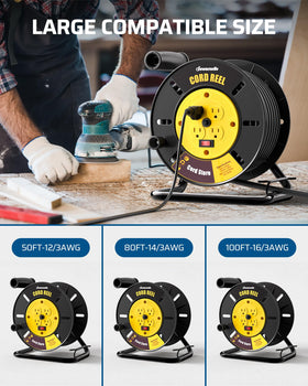 DEWENWILS reel in use in a garage powering tools for convenient workflow