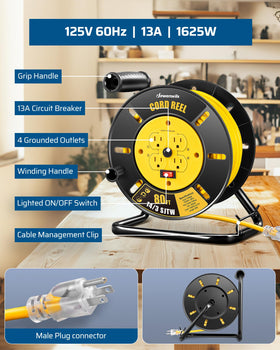 DEWENWILS metal stand provides upright stability for job sites.