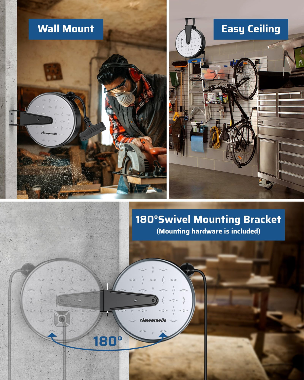 DEWENWILS mounted on wall with 180-degree swivel delivering flexible positioning benefit