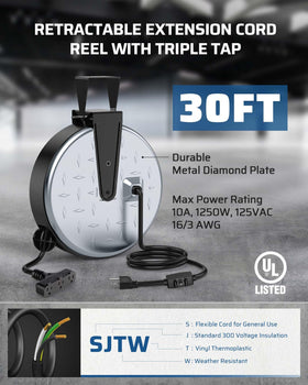 DEWENWILS cord plug and SJTW cable end with grounded plug for safe heavy-duty use