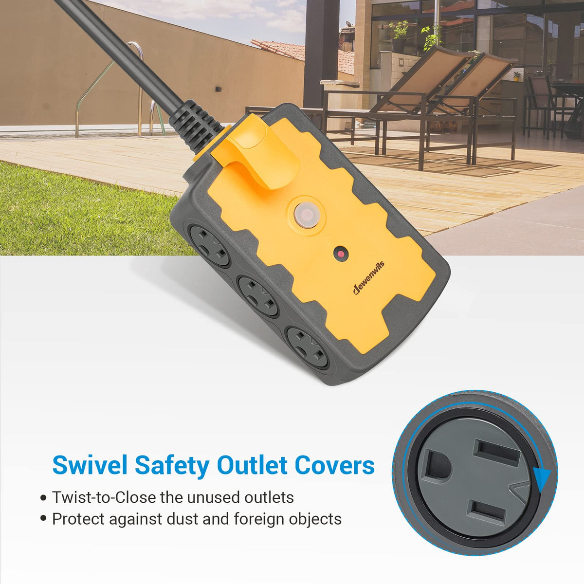 DEWENWILS rubberized polycarbonate shell conveys durability in tough environments.