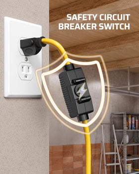 DEWENWILS twist-lock stopper action demonstrating secure cord length hold