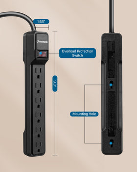 DEWENWILS mounted under a desk showing tidy cable management and accessible outlets