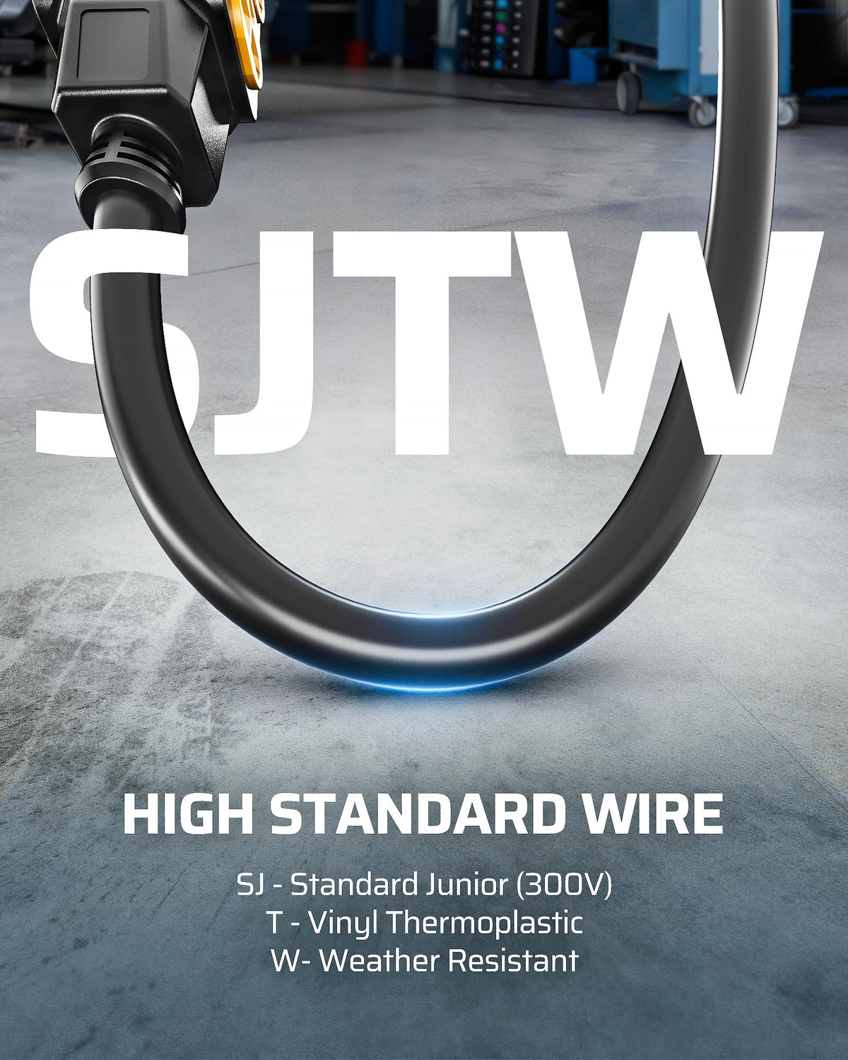 DEWENWILS SJTW weather-resistant cord resists UV and moisture for indoor and outdoor reliability
