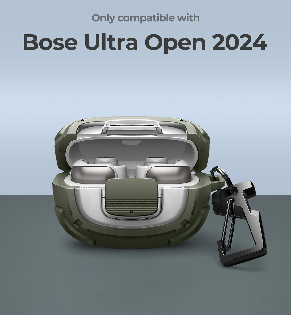 Dexnor case shows rugged carabiner and keyring for easy carry.