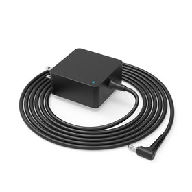 Dexpt front view of adapter showing label and ports, reliable replacement power