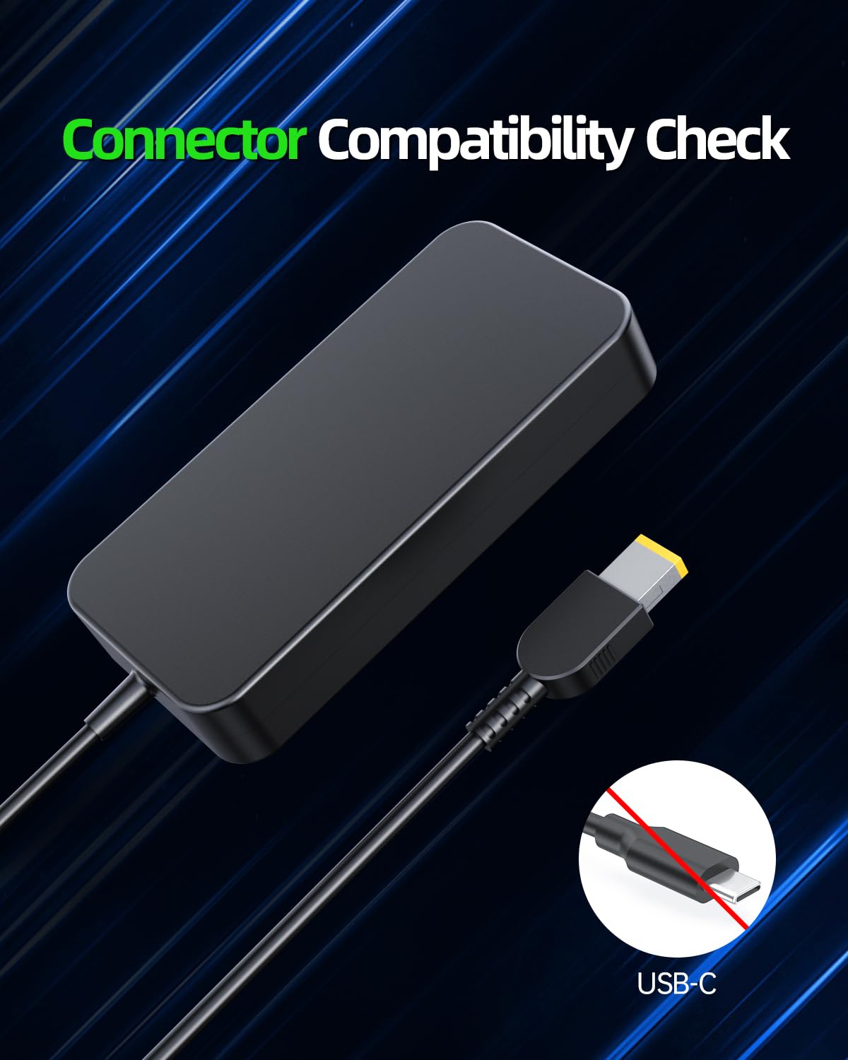 Dexpt 135W Slim Tip Charger for ThinkPad gen1-2, optimized TB3/4 docking.