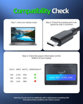 Dexpt 65W USB-C charger powers ExpertBook laptops via USB-C PD.