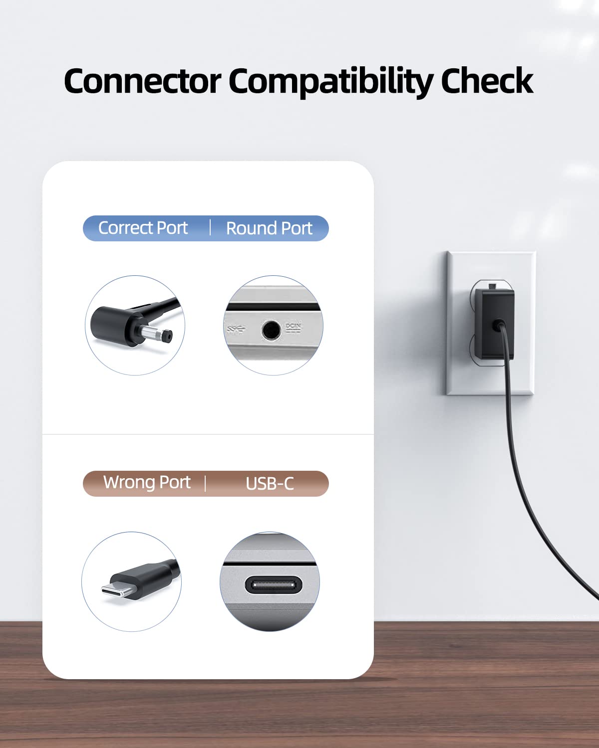 Dexpt Asus L210M charger, back view, safety-certified internals for reliability.