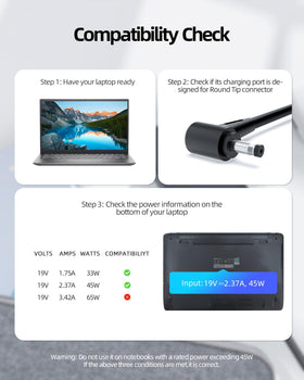 Dexpt adapter connected to detachable power cord ready to use