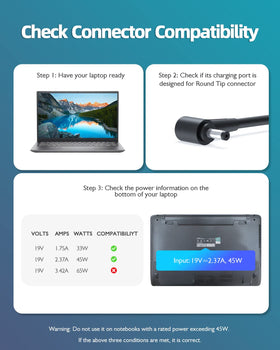 Dexpt Asus L410 charger side cable connection shows secure plug-in capability.