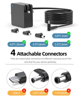 Dexpt charger with detachable round connectors demonstrates 65W/45W/33W versatility