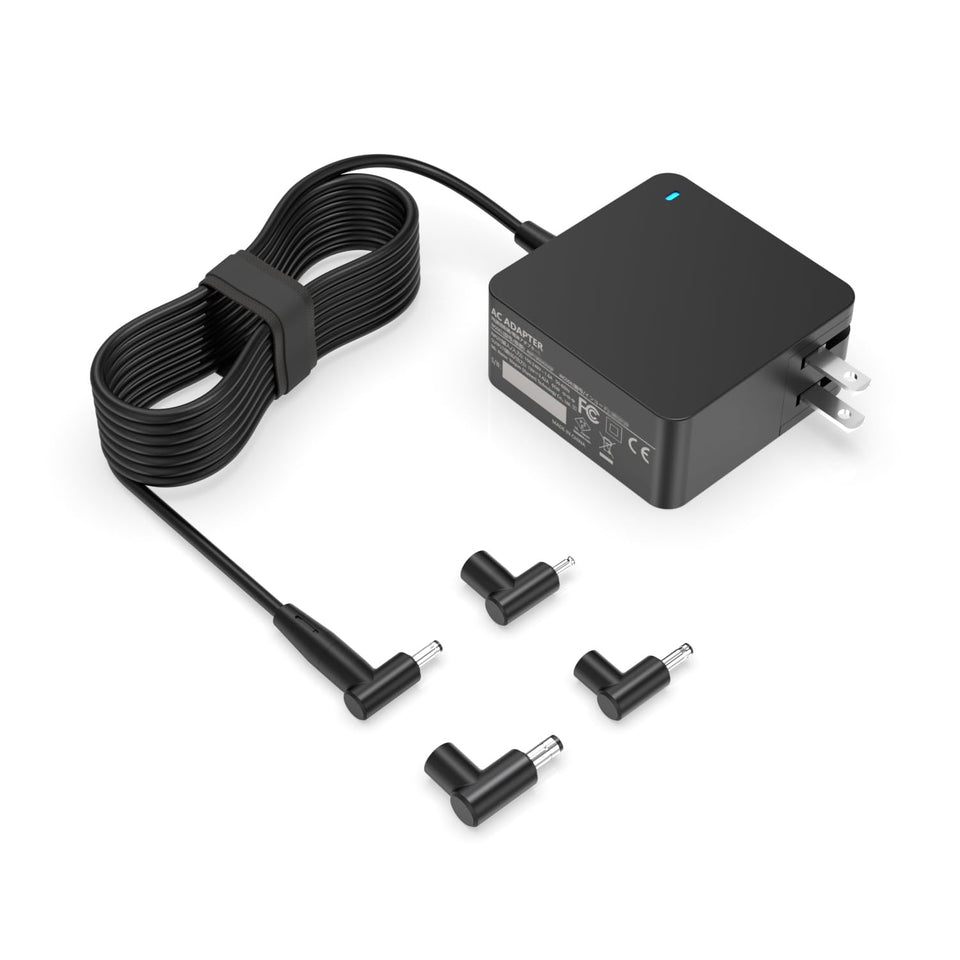 Dexpt round-port charger powering Asus Vivobook and Zenbook devices reliably