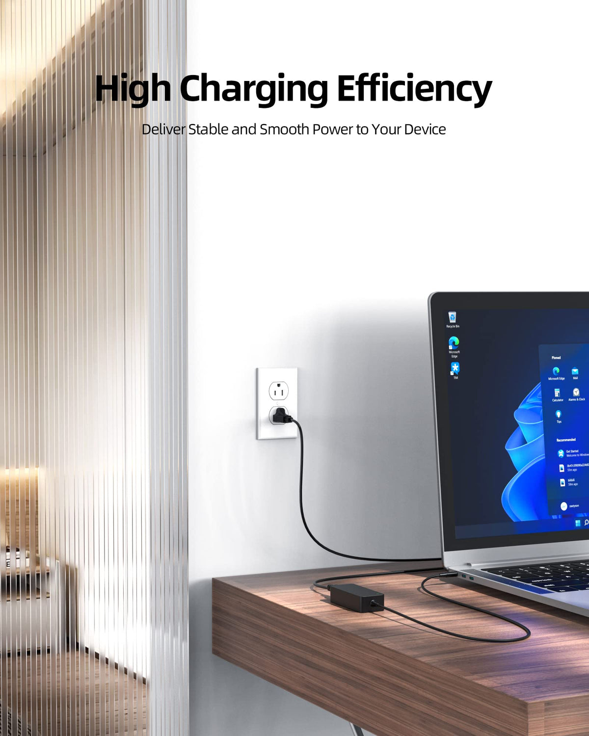 Dexpt 90W Dell Inspiron charger travel-ready for on-the-go power.