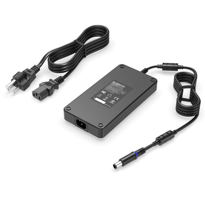 Dexpt front view of 240W adapter showing compact brick and ports, reliable power