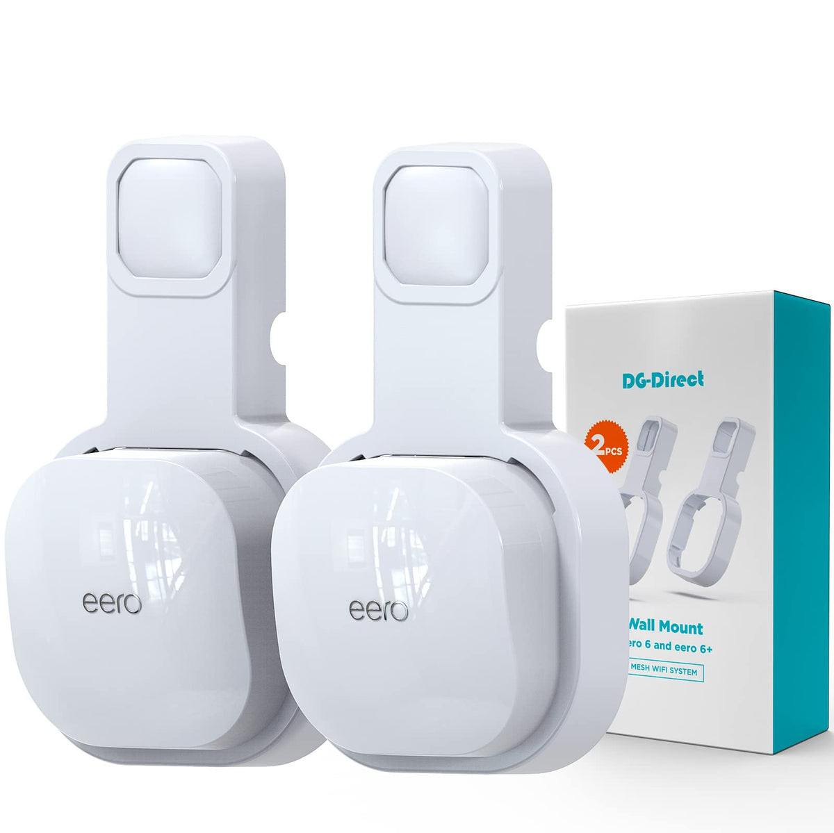 DG-Direct eero wall mount holder white front view shows a clean setup