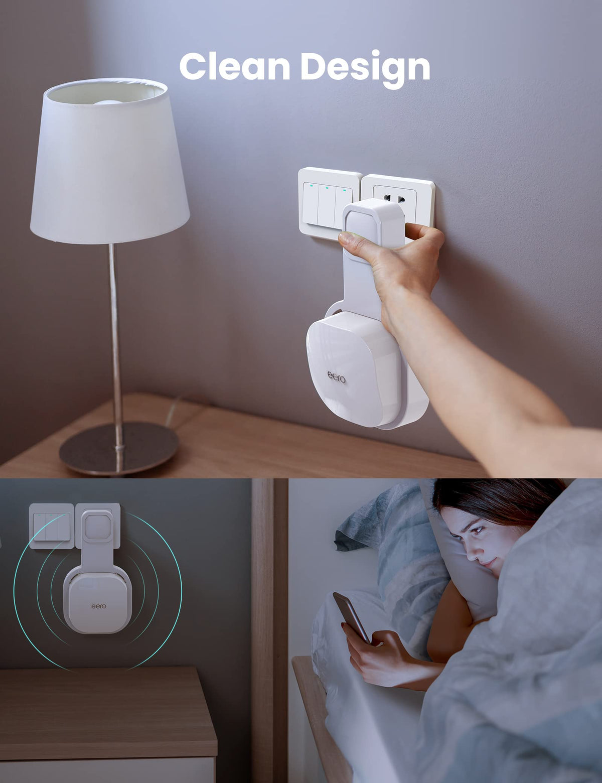 Packaged contents of DG-Direct wall mount for eero 6 with three pieces