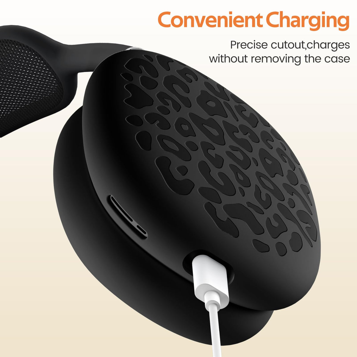 DGege ear cup cover detail showing precise silicone fit and port access benefit