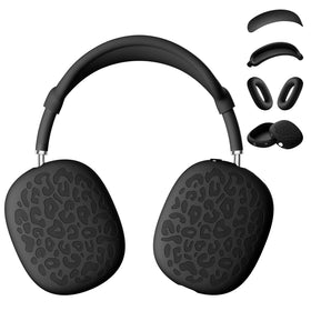 DGege front view with leopard silicone cover showing stylish protection for AirPods Max