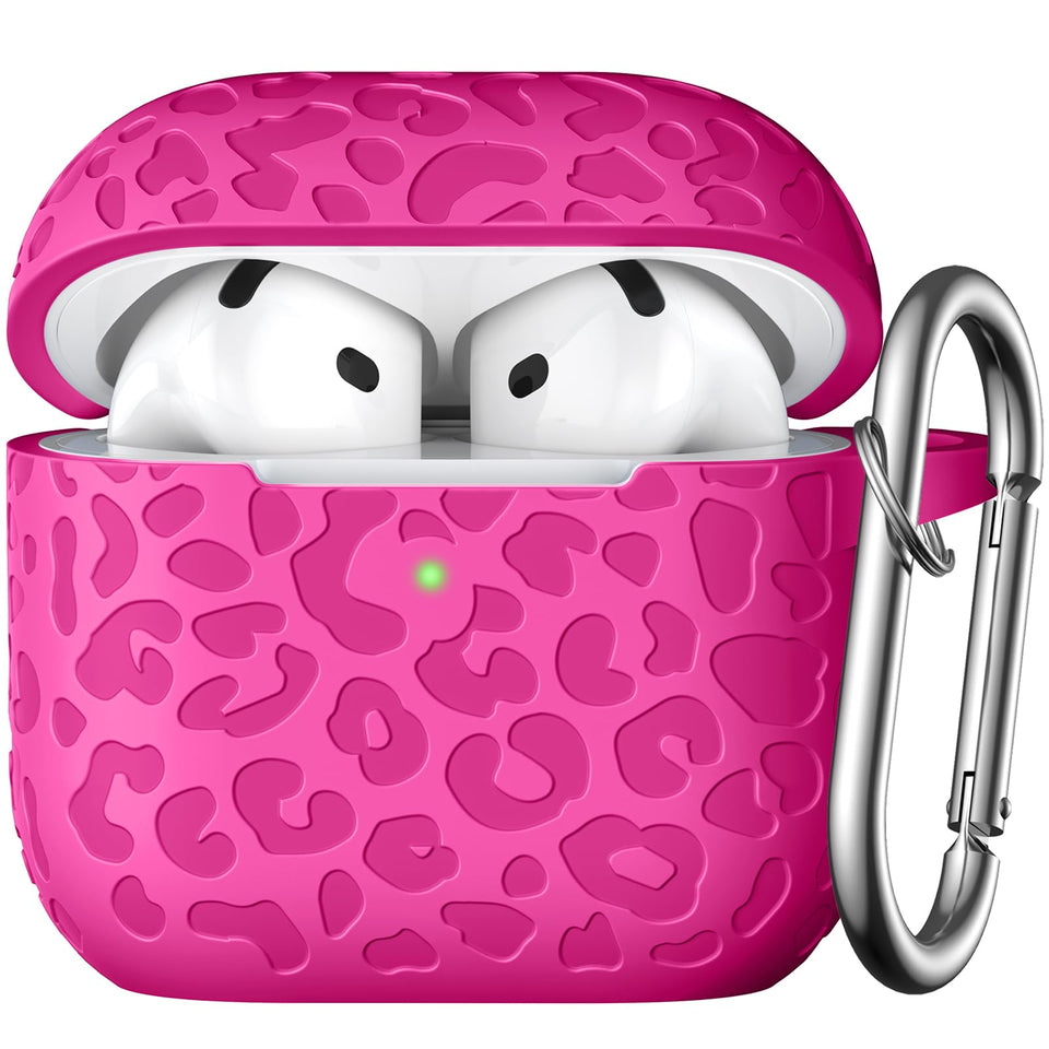 DGege Leopard engraved AirPods 4 case front view with crisp laser pattern for style