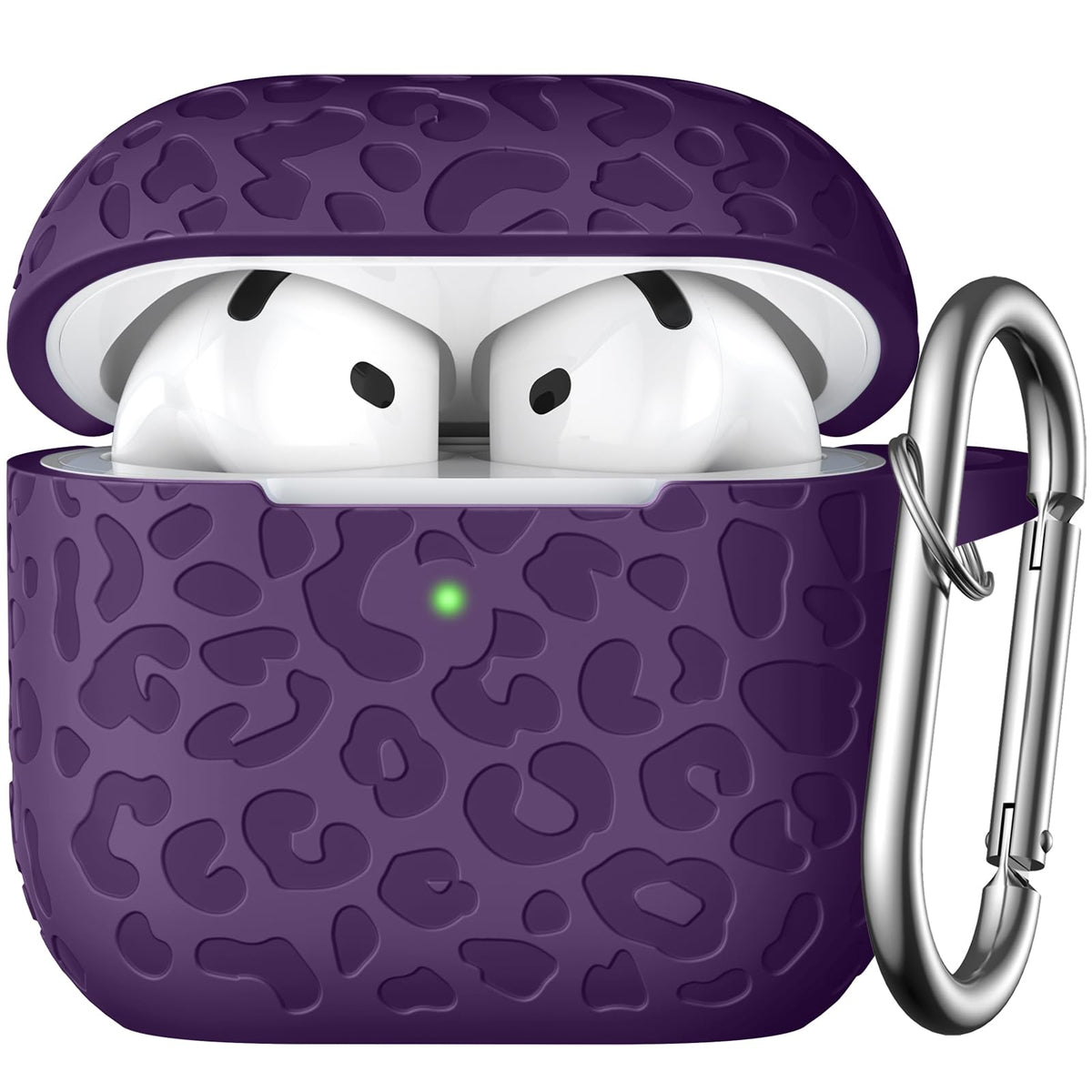 DGege leopard engraved AirPods 4 case in dark purple with durable protection