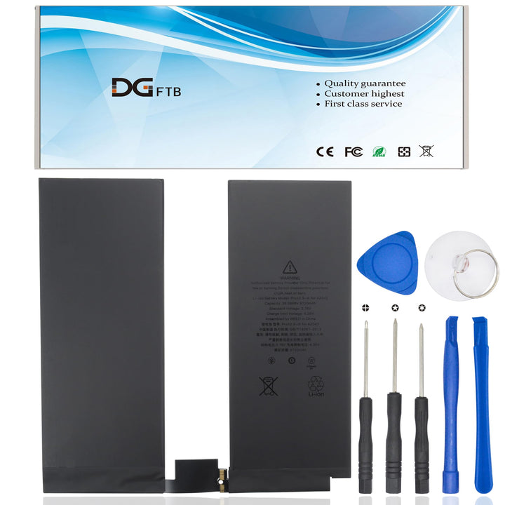 DGFTB battery front view showing replacement fit and clear labeling for easy identification