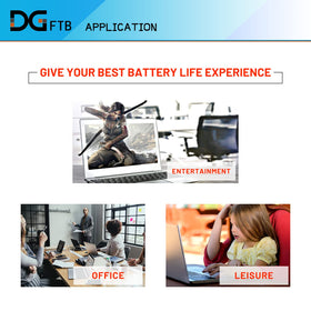 DGTECH lifestyle shot of laptop with battery proving reliable on-the-go power