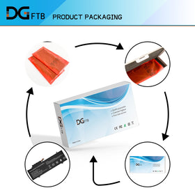 DGTECH battery next to ruler showing compact size for easy replacement