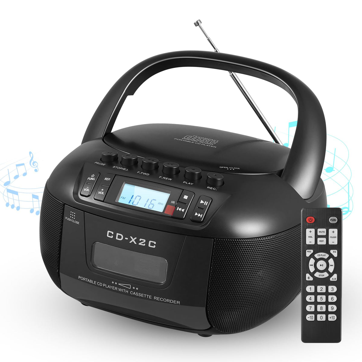 DGXWLLW front view shows the CD Cassette Boombox for home listening.